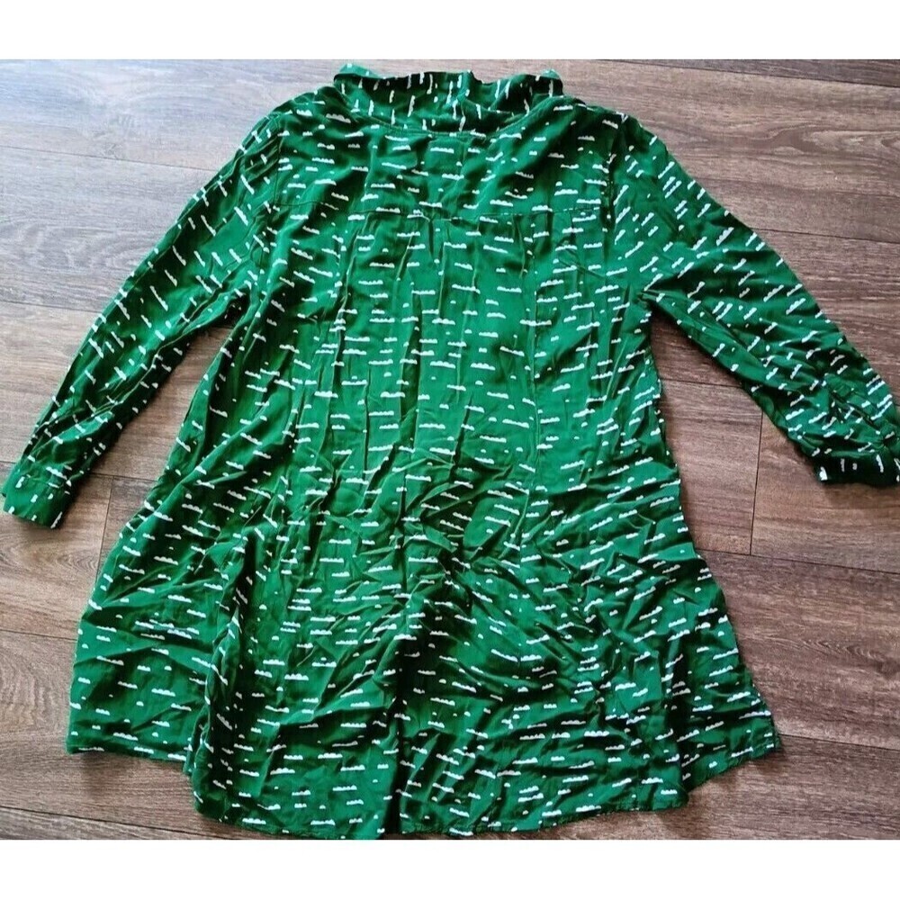 Maeve Anthropologie Blouse Size Small Green Cloud Print  Button Up Tie Oversized - Picture 3 of 9